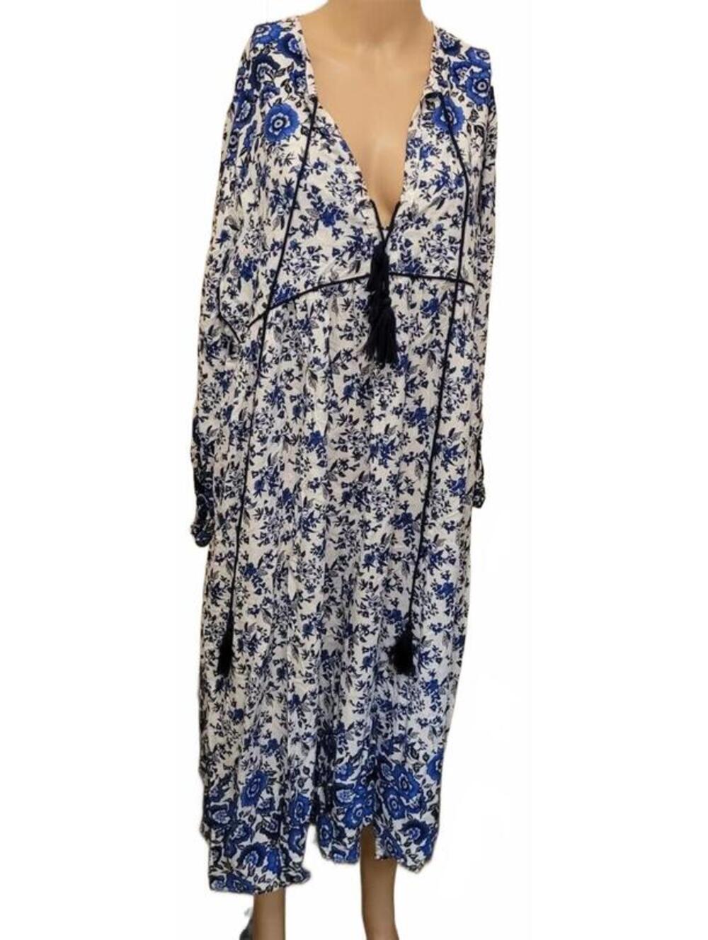 R.Vivimos 2XL Floral Cotton Blend Maxi Flare Women's Plus SizeDress